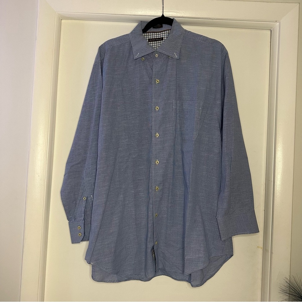 Peter Millar Men's Blue Button-Up Shirt